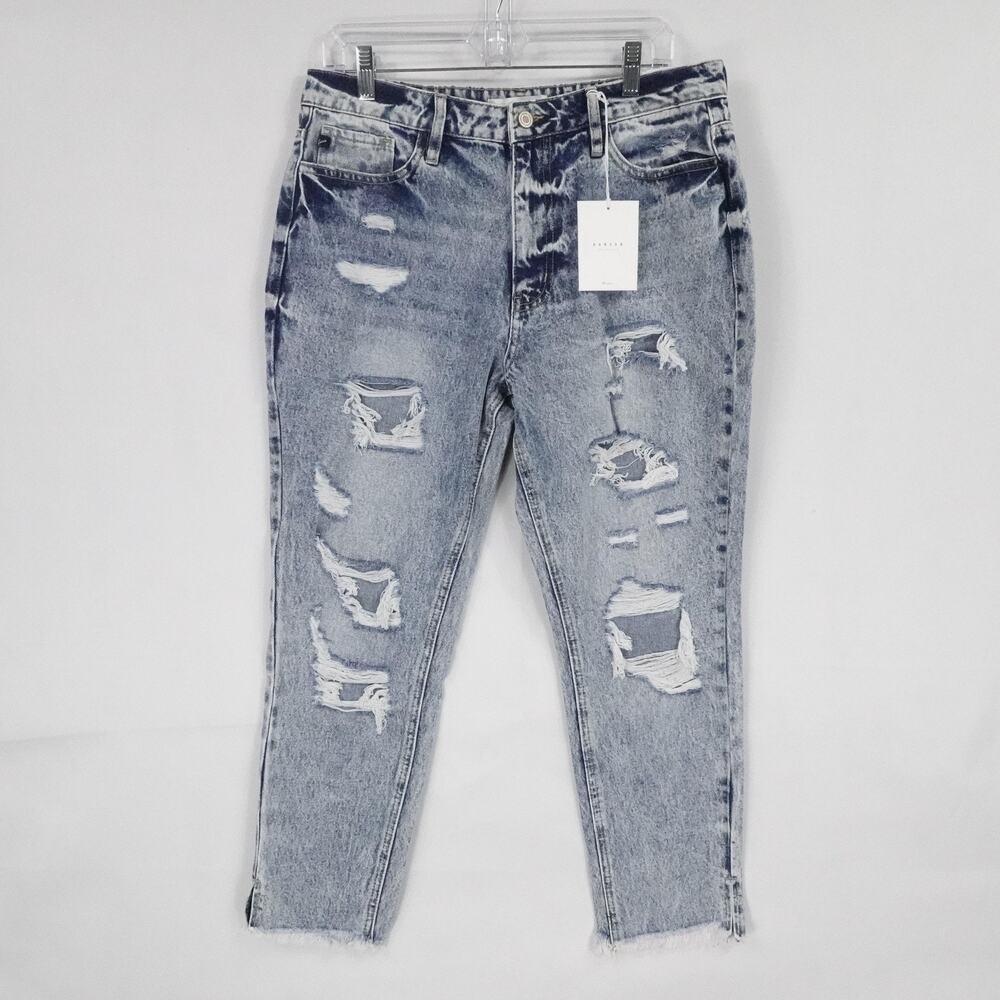 KanCan Jeans‎ Womens 11 29 Blue Distressed High Rise Ankle Skinny Raw Hem Denim